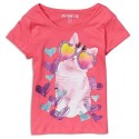 Cherrystix Pink Cool Cat Glitter Print Girls Shirt Space City Kids Clothing Store