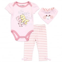 Pink And Yellow Care Bears The Snuggle Is Real Baby Girls 3 Piece Set Space City Kids Clothing Store