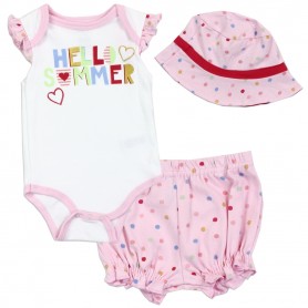 Bloomin Baby Hello Summer Onesie Shorts And Hat Layette Set Space Ccity Kids Clothing Store