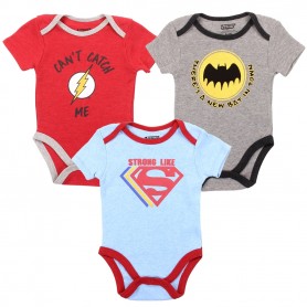 DC Comics The Justice League Flash Batman And Superman Baby Boys 3 Piece Onesie Set Space City Kids Clothing