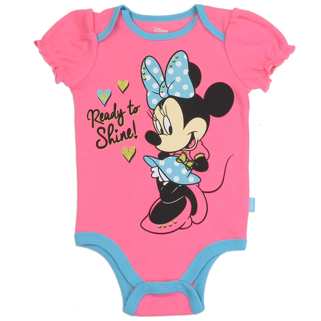 Disney Minnie Mouse Ready To Shine Baby Girls Onesie