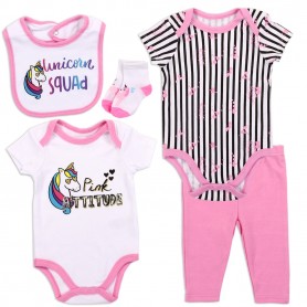 Emporio Baby Pink Attitude Unicorn Squad 5 Piece Layette Set Space City Kids Clothing Store