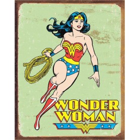 Desperate Enterprises DC Comics Wonder Woman Superhero Tin Sign Made In The USA Space City Kids Clothing