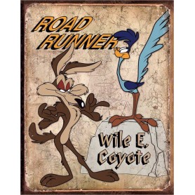 Desperate Enterprises The Roadrunner And Wile E Coyote Tin Sign Space City Kids Clothing