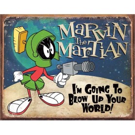 Desperate Enterprise Marvin The Martian I'm Going To Blow Up Your World Tin Sign Space City Kids Clothing
