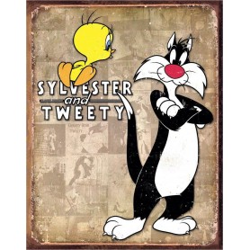 Desperate Enterprises Looney Tunes Sylvester And Tweety Tin Sign Space City Kids Clothing Store