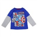 Marvel Comics Captain America Blue and Grey Long Sleeve Toddler Boys Shirt Space City Kids Clothing