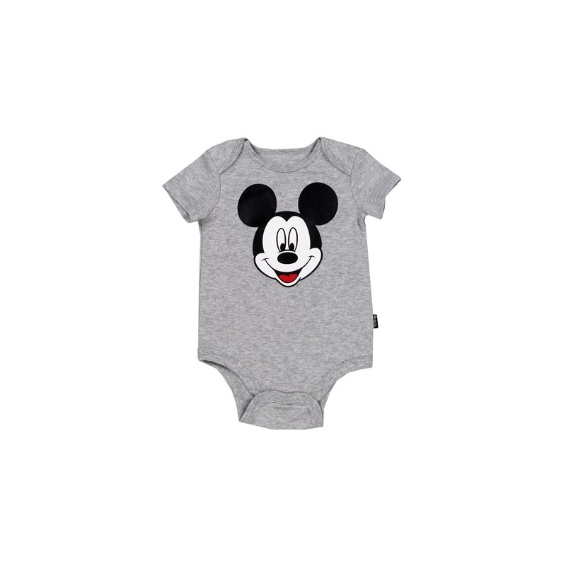 Mickey Mouse XOXO One Piece Baby Outfit Bib Size 3-6 Mos Black/Gray Disney NWT 