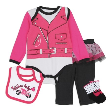 Nuby Baby Girls Biker Lady 4 Pc Layette Set Space City Kids Clothing Store