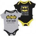 DC Comics Batman Is My Hero and I'm His Number 1 Fan Grey and Black 2 Pc Onesie Set 1WB5543B