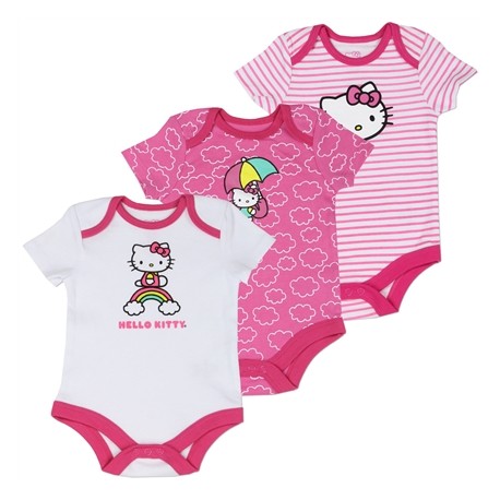 Hello Kitty Pink and White 3 Piece Onesie Set Space City Kids Clothing Store