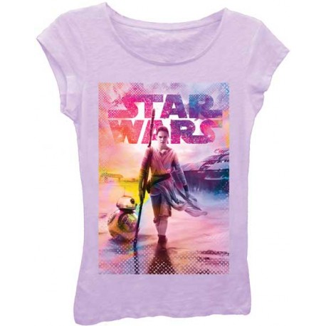 Disney Star Wars The Force Awakens Rey and BB-8 Lilac Girls Shirt Space City Kids Clothing Store