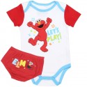 Sesame Street Elmo Let's Play White Onesie With Elmo Red Diaper Cover Space City Kids Clothing