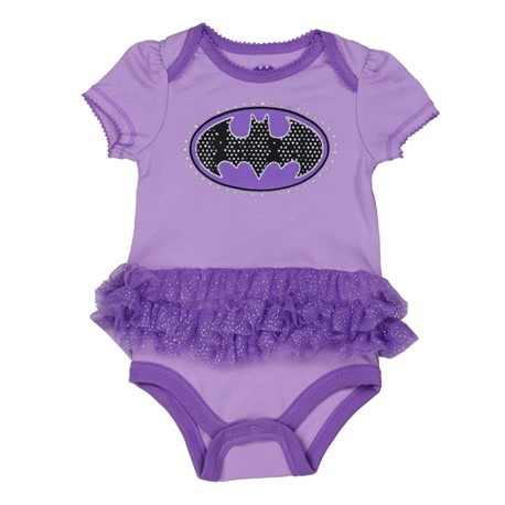 Batgirl Purple Onesie Black and Purple Bat Signal With Purple Tutu Space City Kids Clothing