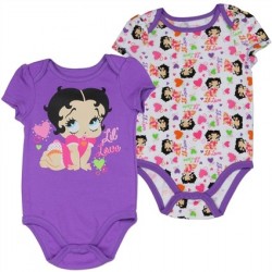 Betty Boop Baby Boop Lil Love Purple Creeper With All Over Print White Creeper