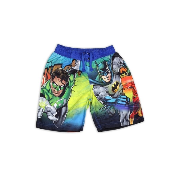 JUSTICE LEAGUE HEROES SWIM SUIT-BOYS SIZE 5-LICENSED LINED REAR POCKET-NWT 