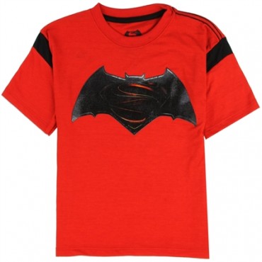 DC Comics Batman vs Superman Black Bat Signal Red Short Sleeve Boys Shirt Space City Kids Clothing