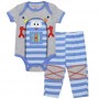 Buster Brown Robot On Grey Onesie With Blue Striped Pants Space City Kids Clothing