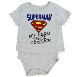 Superman Is My Hero Since Forever Grey Baby T Shirt Onesie Space City Kids Clothing