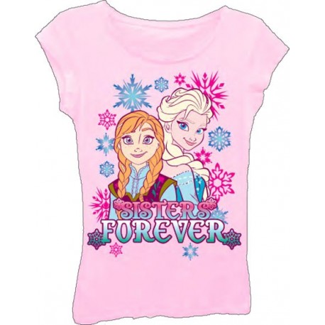 Disney Frozen Anna and Elsa Sisters Forever Light Pink Girls Shirt