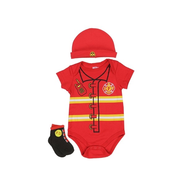 Nuby Fireman 3 Piece Layette Set With Onesie Hat and Socks
