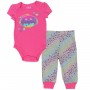 DC Comics Batgirl Pink Baby Onesie With Colorful Bat Signal And Grey Pants With Colorful Stripes Space City Kids