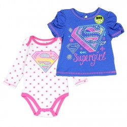 DC Comics Supergirl Onesie and Long Sleeve Top At Space City Kids Clothing