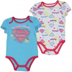 DC Comics Supergirl Blue Supergirl In Training Onesie With White All Over Print Onesie At Space City Kids Fashion