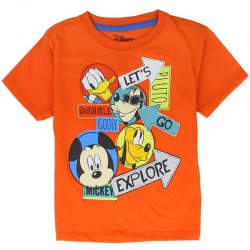 Disney Let's Go Explore With Mickey Donald and Pluto Orange Shirt At Space City Kids Clothing Toddler Clothes