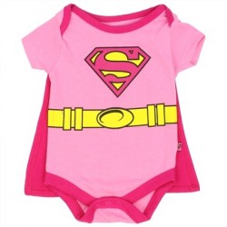 Supergirl Pink Creeper With Detachable Cape Space City Kids Clothing Baby Clothes