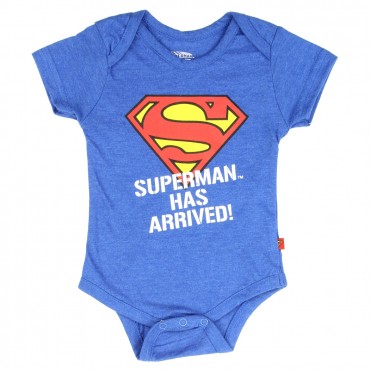 DC Comics Superman Has Arrived Blue Baby Onesie Space City Kids Clothing