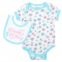Weeplay Daddy's Girl Blue Onesie With Flowers And Matching Bib Space City Kids Clothing Store