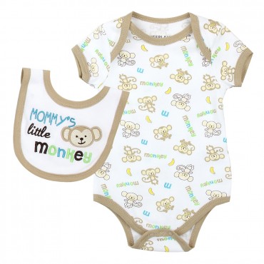 Weeplay Mommy's Little Monkey Onesie With Matching Bib Space City Kids Clothing Store