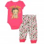 Baby Boop Coral Onesie With Gold Glitter Print With Animal Print Pants