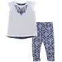 OK Apparel Blue and White 2-Piece Chiffon Top and Printed Leggings. Space City Kids Clothing