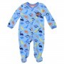 Bust Brown Dinosaur Blue Snap Down Microfleece Footed Sleeper Space City Kids Clothing