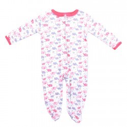 Weeplay Blue And Pink Elephant Jersey Footed Sleeper Space City Kids Clothing Store