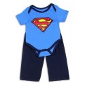 DC Comics Superman Blue Creeper With Shield And Navy Blue Pants Set Space City Kids Clothing 