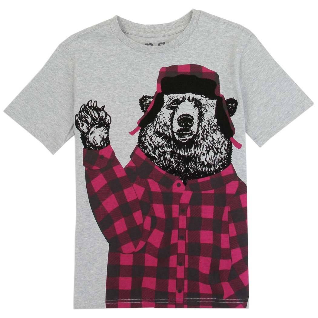 PS From Aeropostale Bear Wearing Red Flannel Short Sleeve Shirt