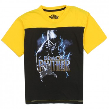 Marvel Comics Black Panther Black And Yellow Boys Short Sleeve Shirt Space City Kids Clothing Store
