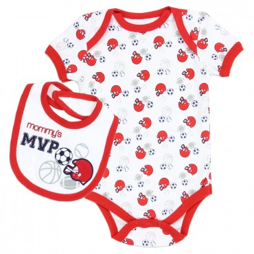 Weeplay Baby Boys Mommy's MVP Onesie With Matching Bib Space City Kids Clothing Store