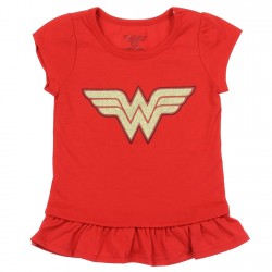 DC Comics Wonder Woman Logo Red Toddler Girls Shirt Space City Kids Clothing Store