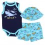 Weeplay Swim Club 3 Piece Baby Boys Short Set With Whales And Yellow Submarines Space City Kids Clothing