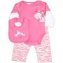 Designer Kathy Ireland Mommy And Me 3 Piece Infant Girls 3 Piece Onesie Pants and Bib Space City Kids Clothing