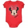 Diney Minnie Mouse Red Baby Girls Onesie With Puff Sleeves Space City Kids Clothing