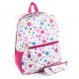 Confetti White Girls Backpack With Colorfuls Stars