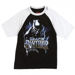 Marvel Comics The Black Panther With Lightning Space City Kids Clothing Short Sleeve Boys Shirt