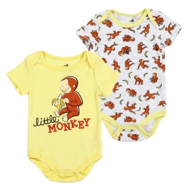 Curious George Little Monkey Baby Boys 2 Piece Onesie Set Ivey's Gifts And Decor