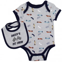 Bloomin Baby Daddy's Pit Crew Onesie And Bib Space City Kids Clothing Store