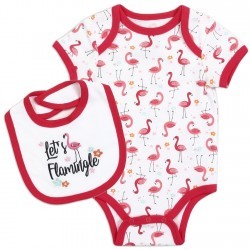 Bloomin Baby Flamingos Let's Flamingle Onesie And Bib Space city Kids Clothing Store